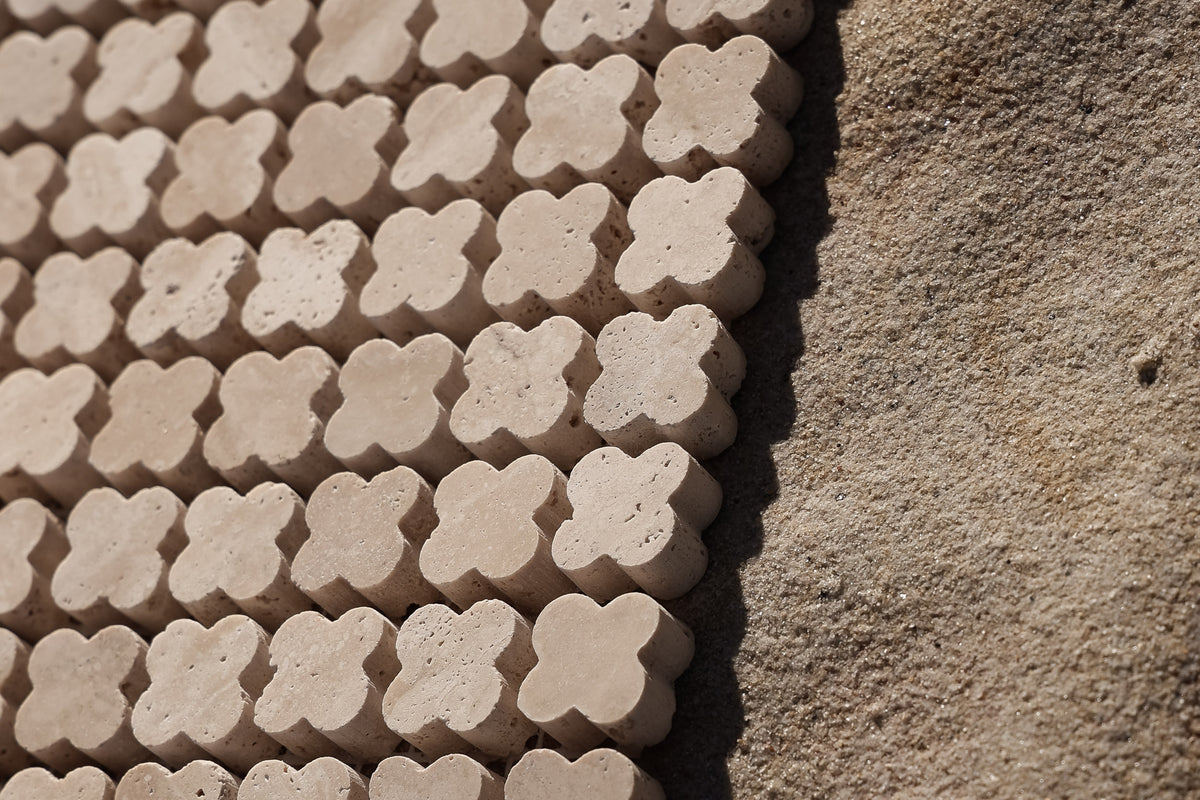 Alhambra Flower Travertine Beige Mosaic – Honed finish