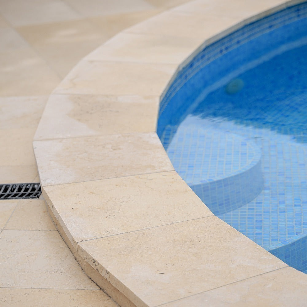 Crema Sienna Limestone Natural Stone Tile in Crema Siena, Tumbled & Sandblasted finish