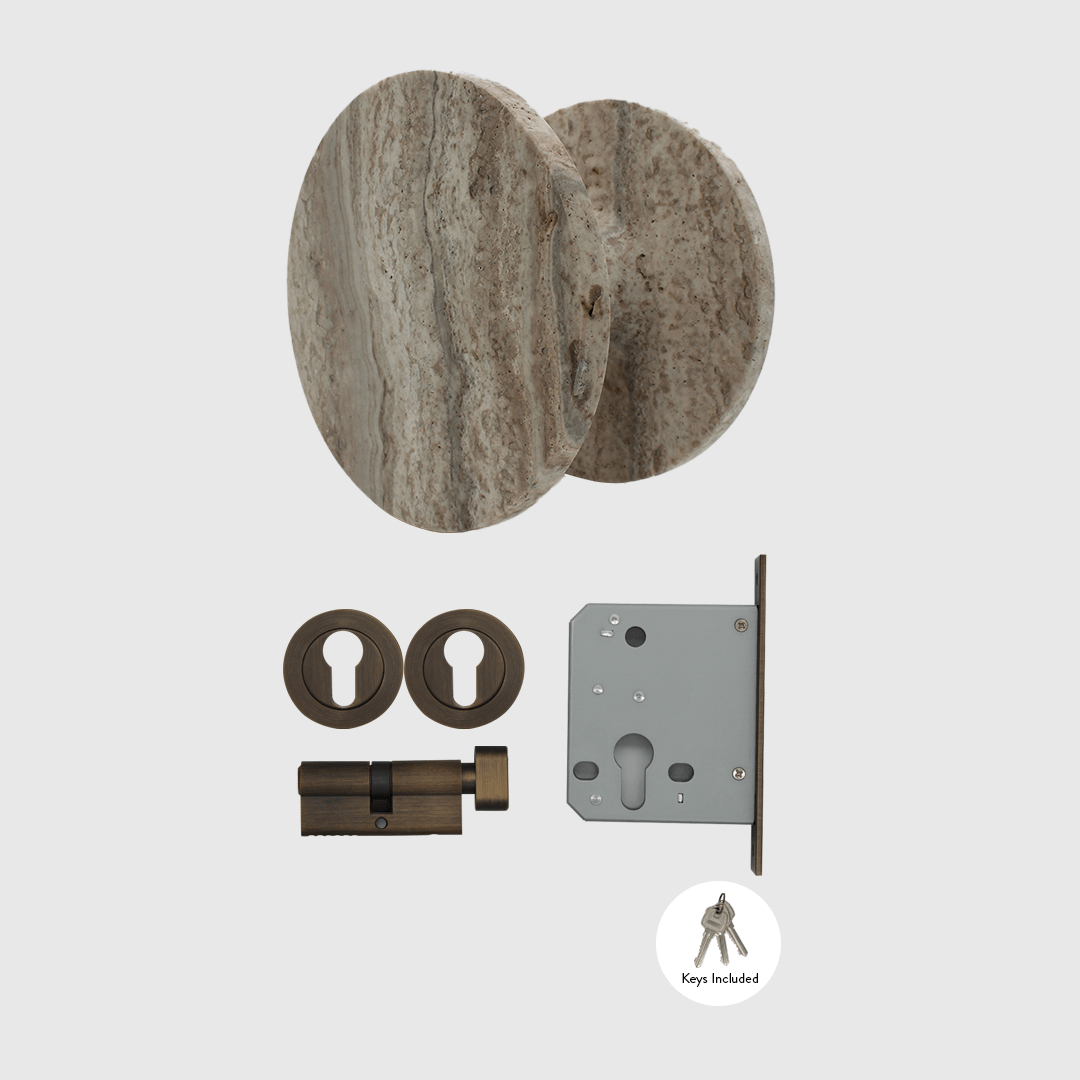 Silver Travertine - Lock & Entry Door Package