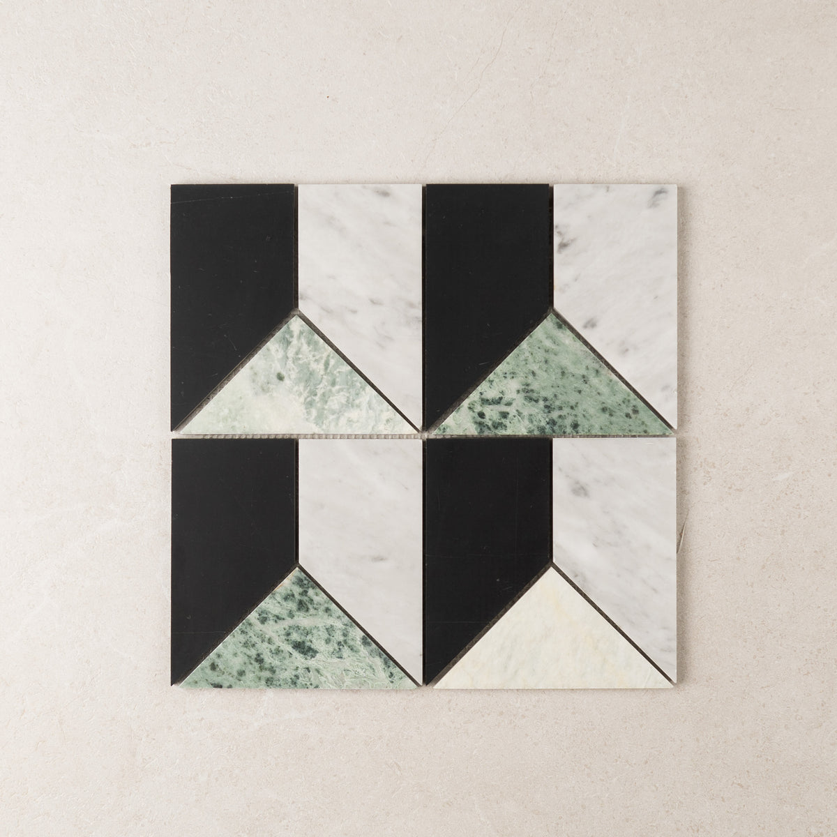 Art Deco Marble Mosaic Series in Mint ( Sage Green ), Honed finish