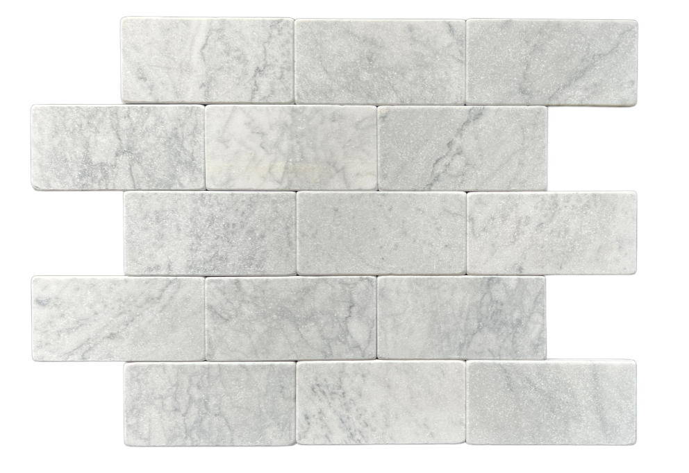 Carrara Subway Marble Tile & Mosaic | Tumbled & Honed Natural Stone