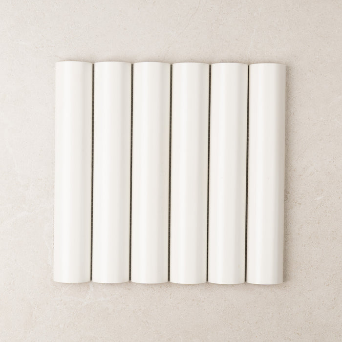 Large Bamboo White Matt Mosaic