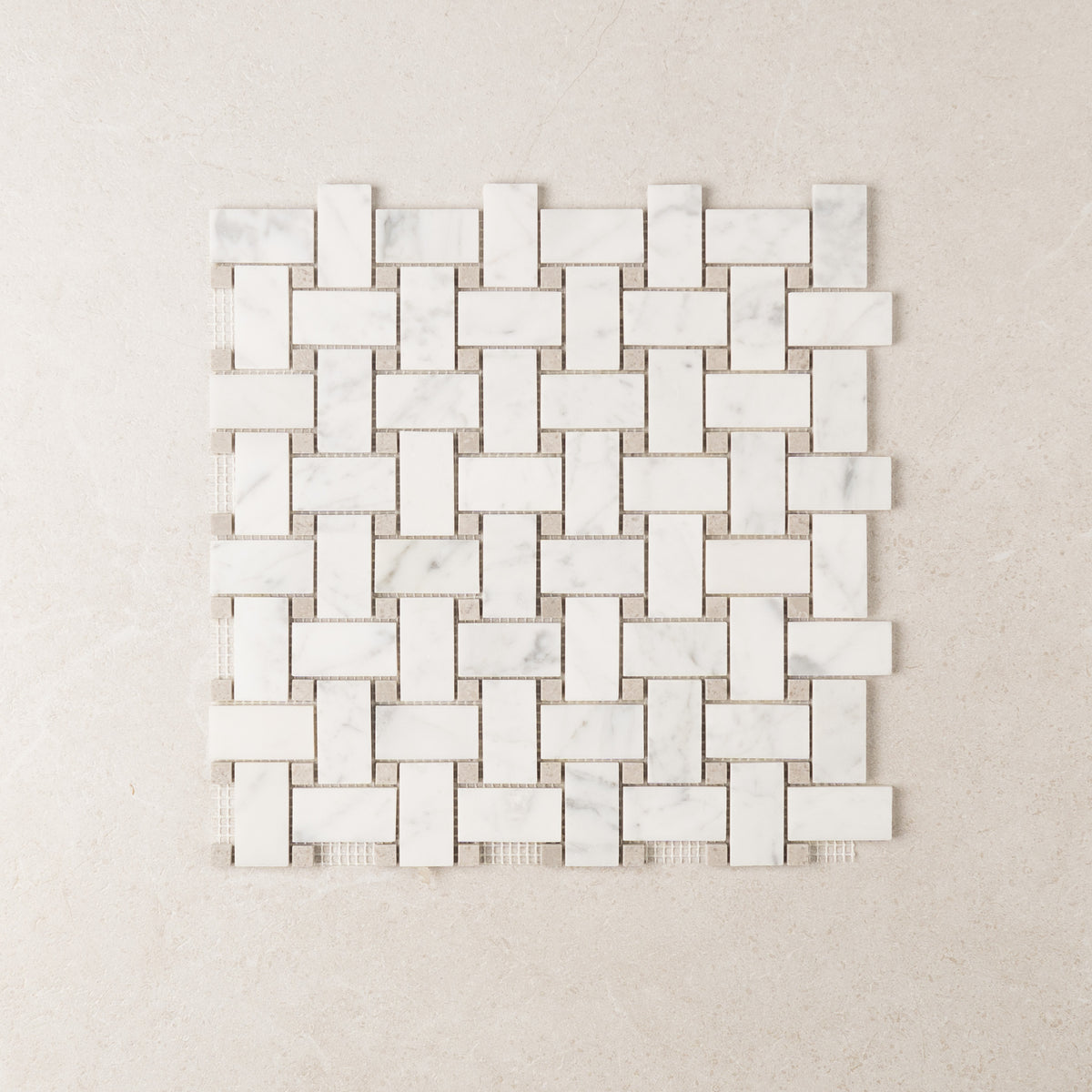 Carrara Basketweave Marble Mosaic | Tumbled & Honed Natural Stone