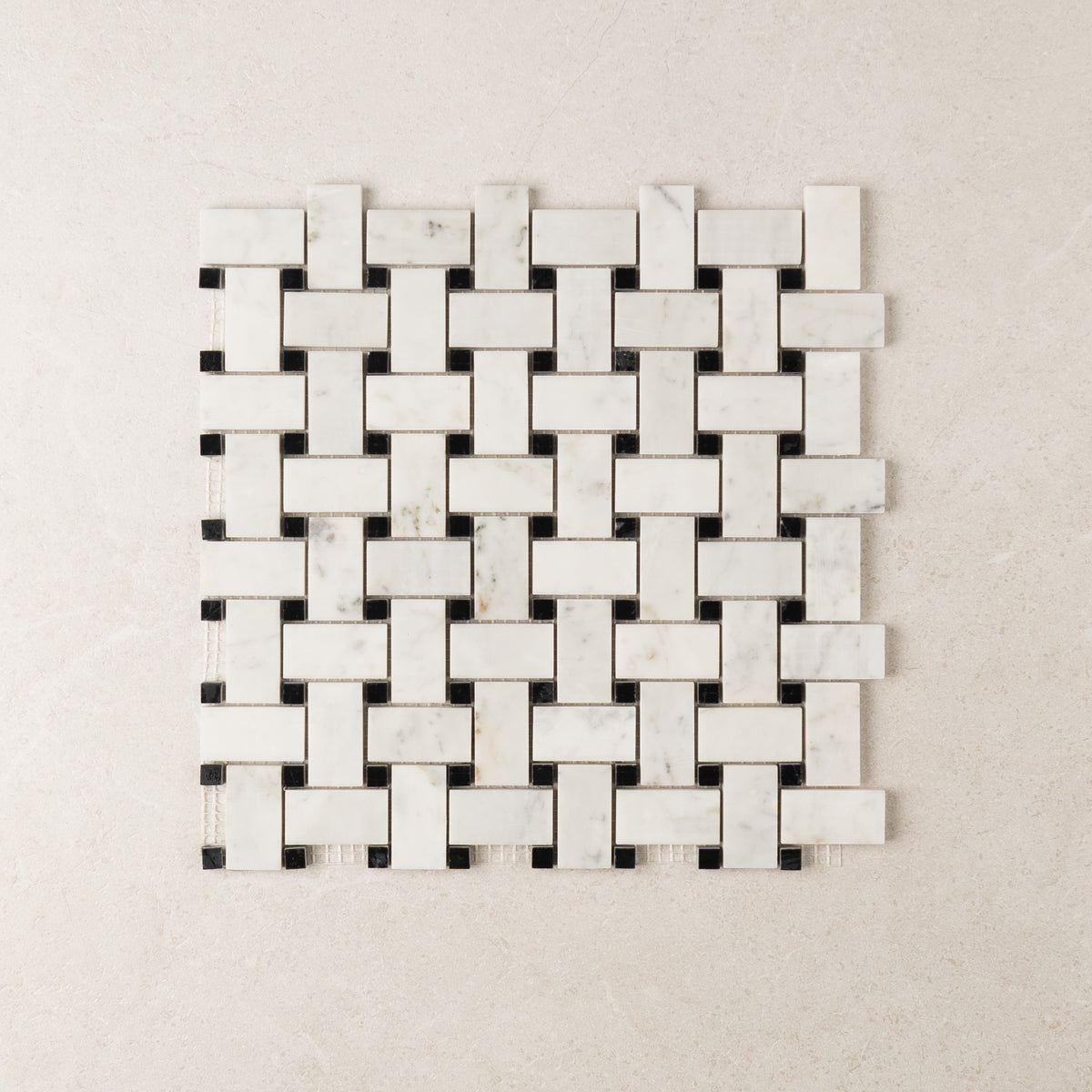 Carrara Basketweave Marble Mosaic | Tumbled & Honed Natural Stone