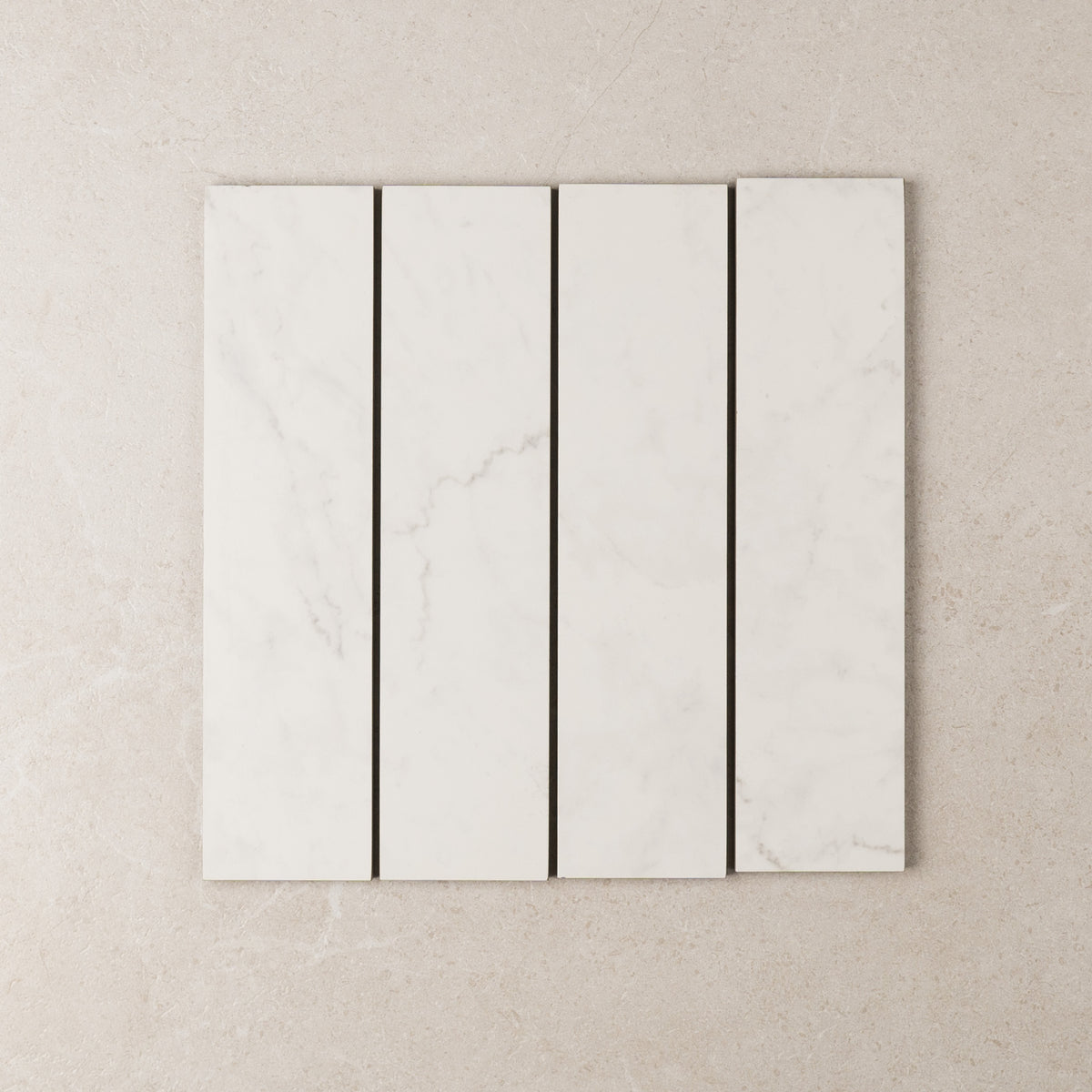 Bianco Carrara Marble Look Subway Tile in White, Matt finish