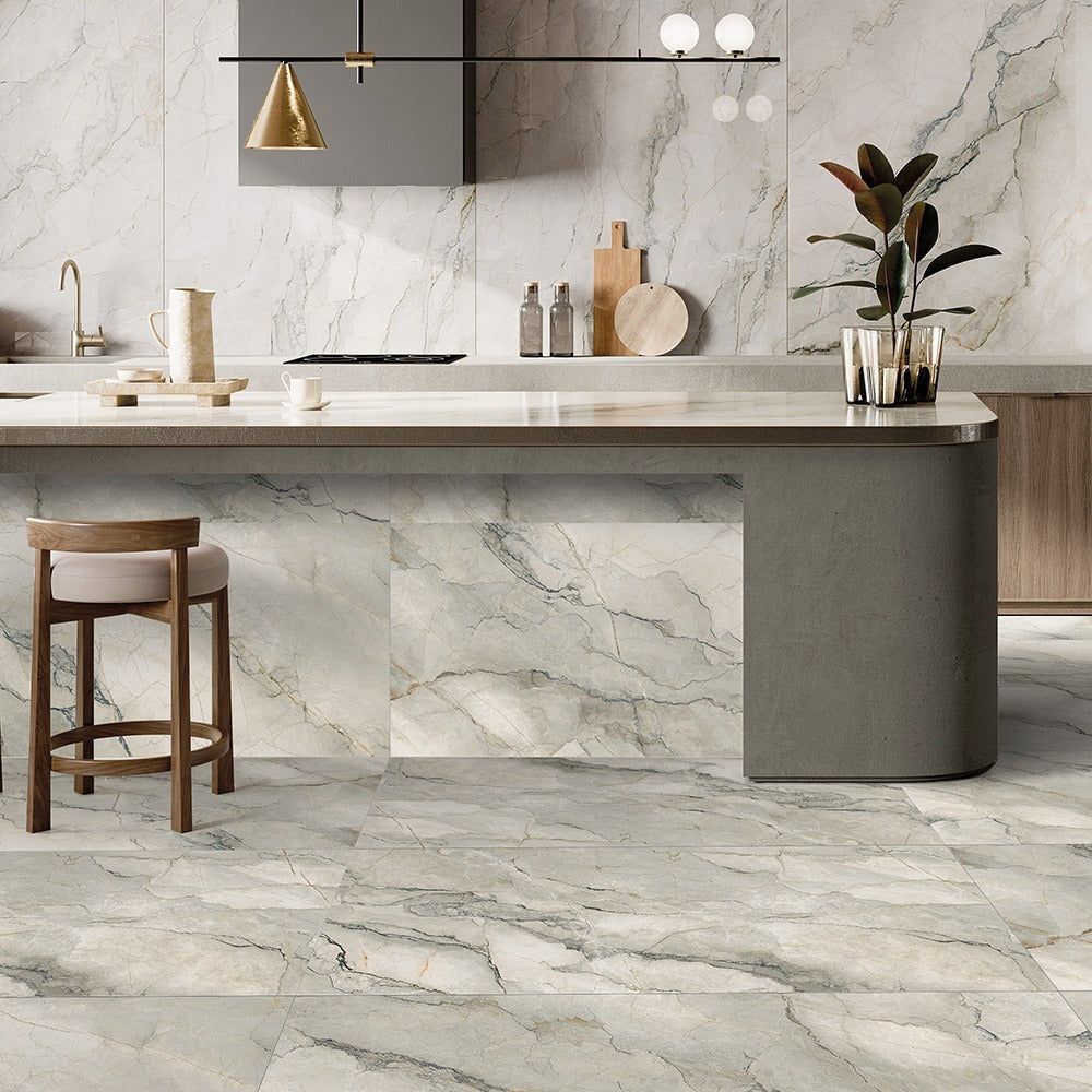 Bolgheri Stone Look Italian Floor and Wall Tile in Jasmine, Gardenia & Lotus, Natural finish