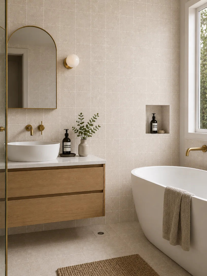 Botticino Square Marble Tile & Mosaic | Tumbled Natural Stone