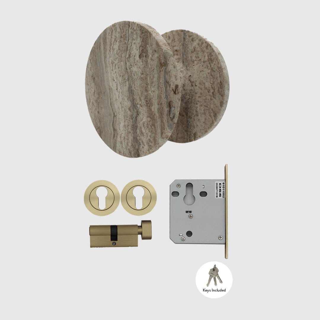 Lock & Entry Door Package in Silver Travertine | Zephra