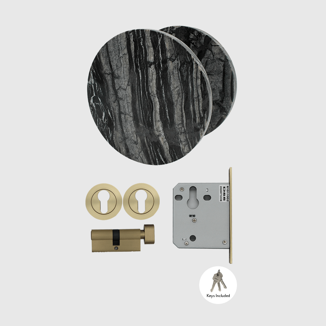 Lock & Entry Door Package in Silver Wave Marble | Zephra
