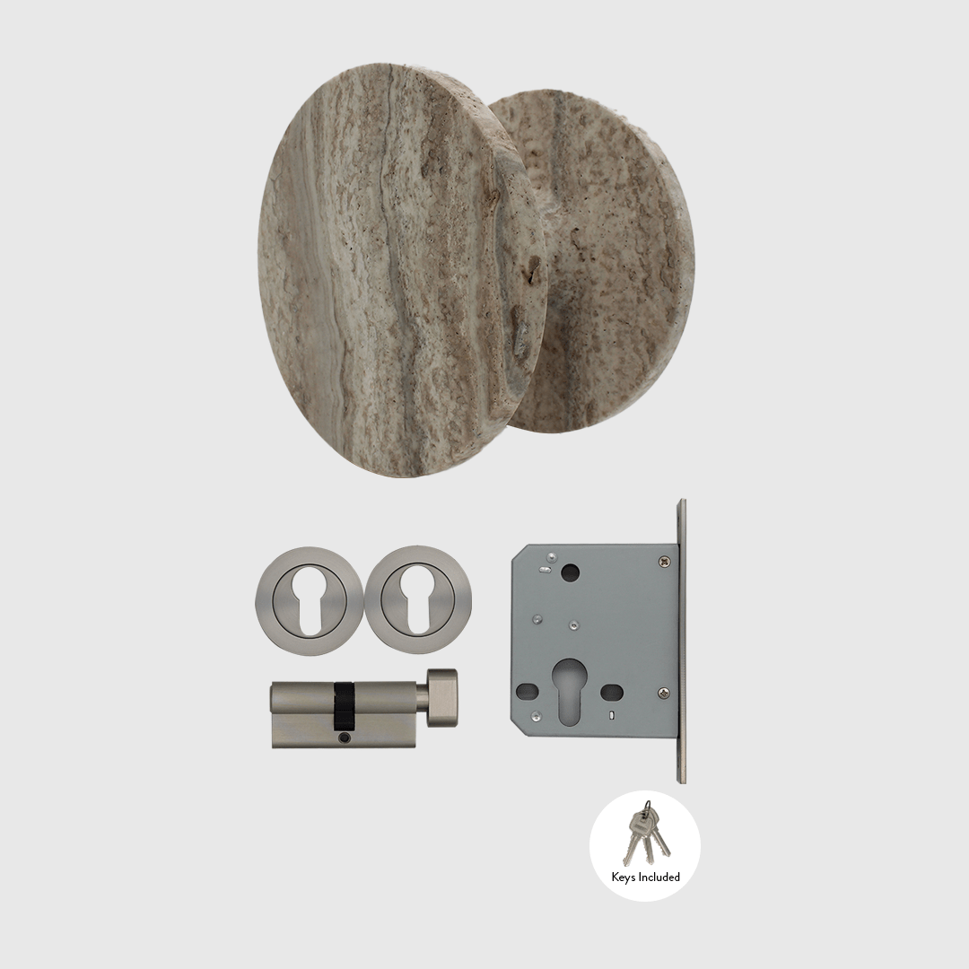 Lock & Entry Door Package in Silver Travertine | Zephra