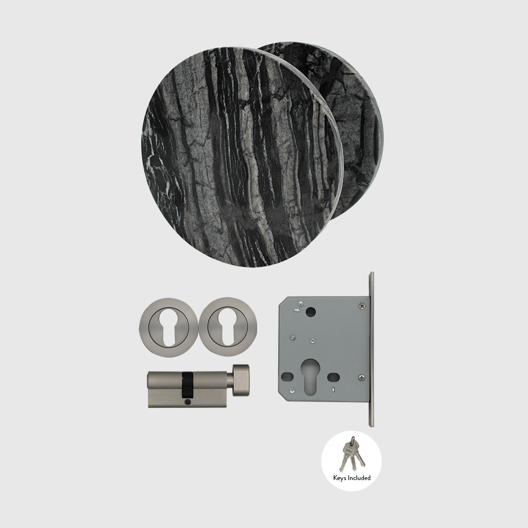 Lock & Entry Door Package in Silver Wave Marble | Zephra