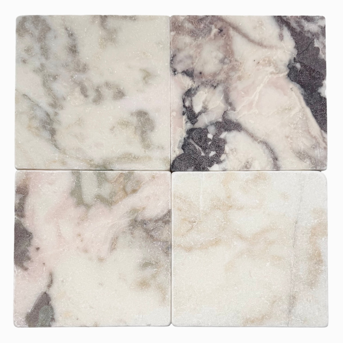Viola Square Marble Tile & Mosaic | Tumbled & Honed Natural Stone