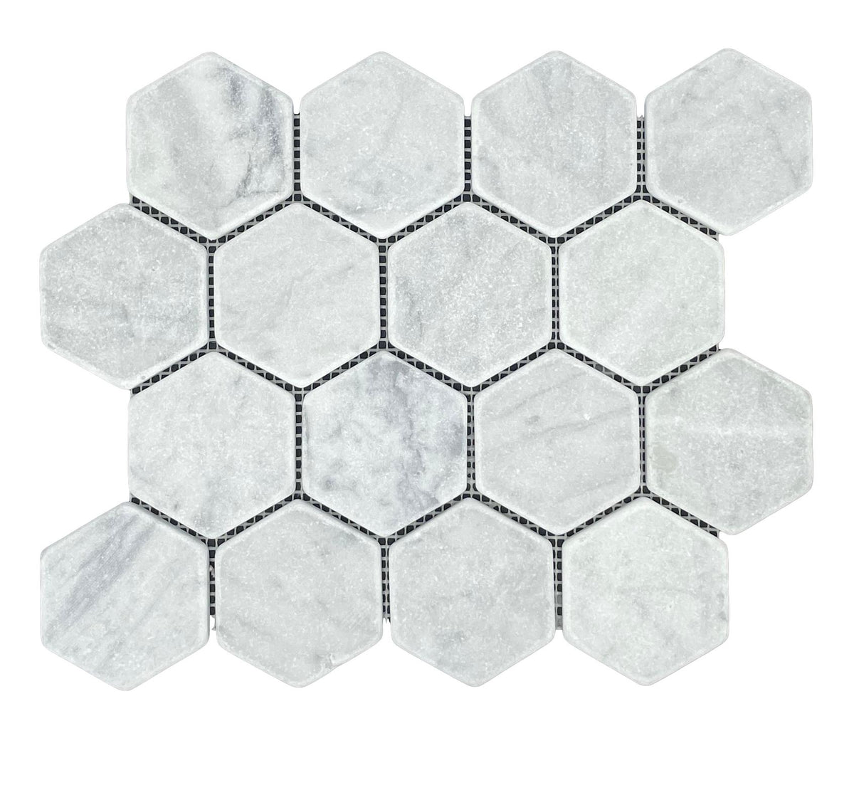 Carrara Hexagon Marble Mosaic | Tumbled & Honed Natural Stone