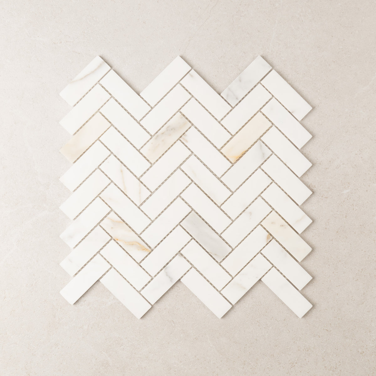 Calacatta Herringbone Marble Mosaic | Honed Natural Stone