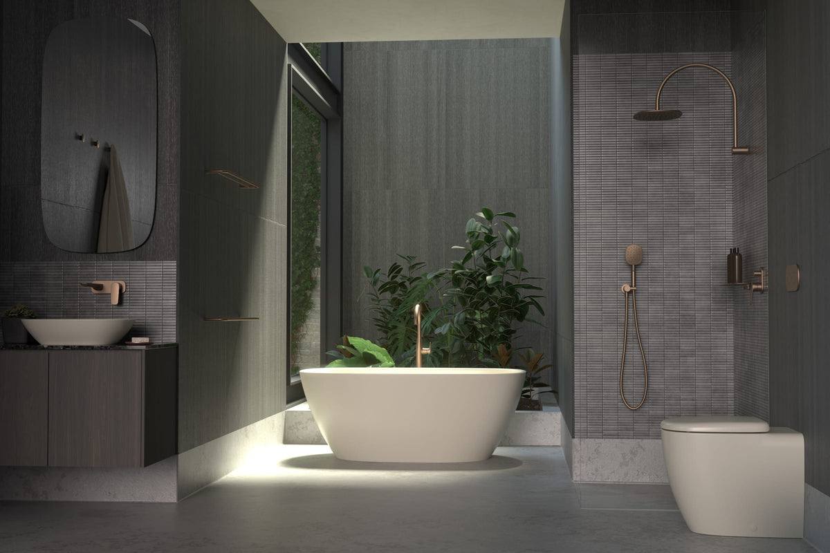 Contura II Freestanding Bath Filler in Brushed Bronze | Caroma