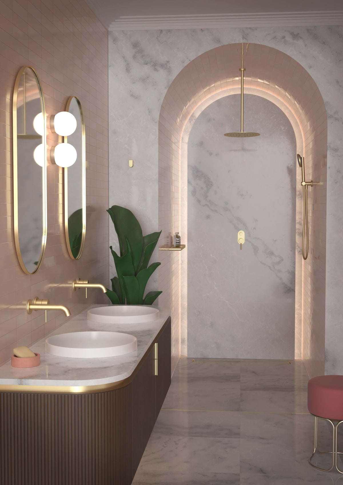 Liano II 175mm Wall Basin/Bath Mixer - 2 x Round Cover Plates in Brushed Brass | Caroma