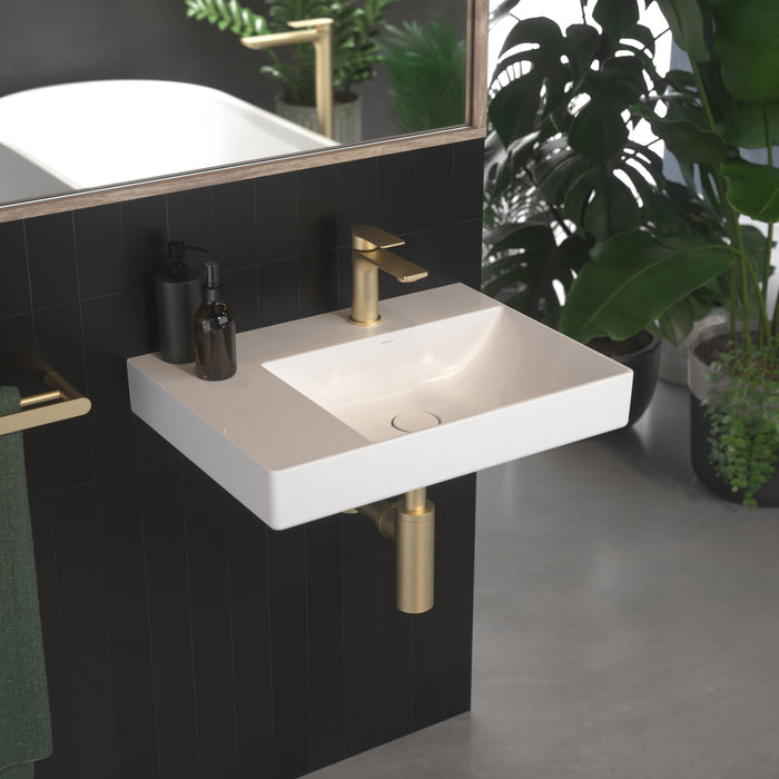 Urbane II Hand Wall Basin Integrated Rail in Brushed Brass | Caroma #Colour_Brushed Brass