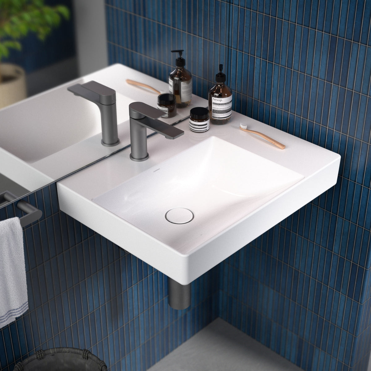 Urbane II Hand Wall Basin Integrated Rail in Chrome | Caroma