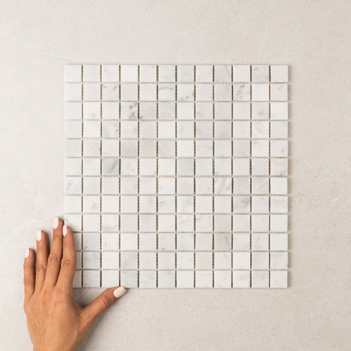Carrara Square Marble Tile & Mosaic | Tumbled & Honed Natural Stone