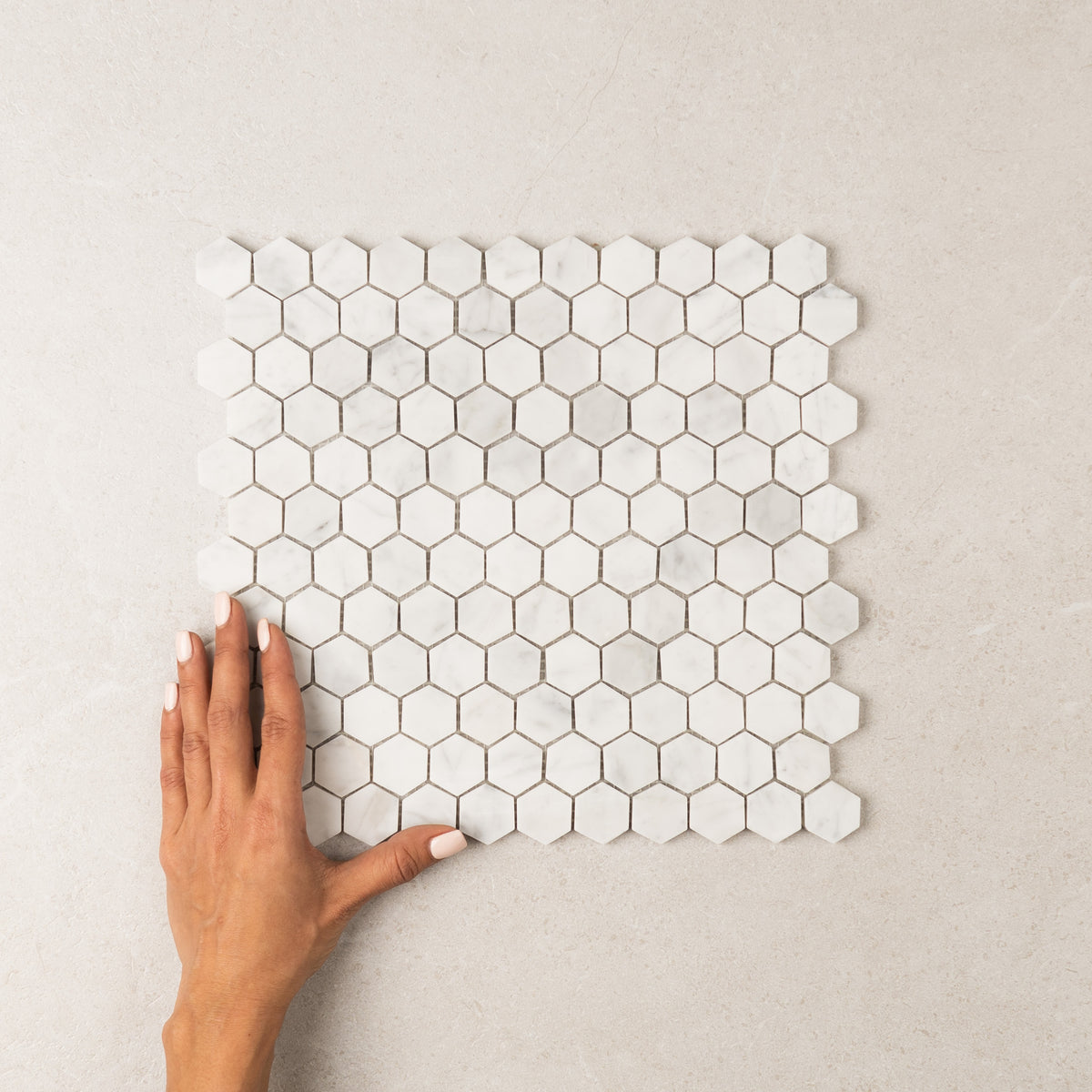 Carrara Hexagon Marble Mosaic | Tumbled & Honed Natural Stone