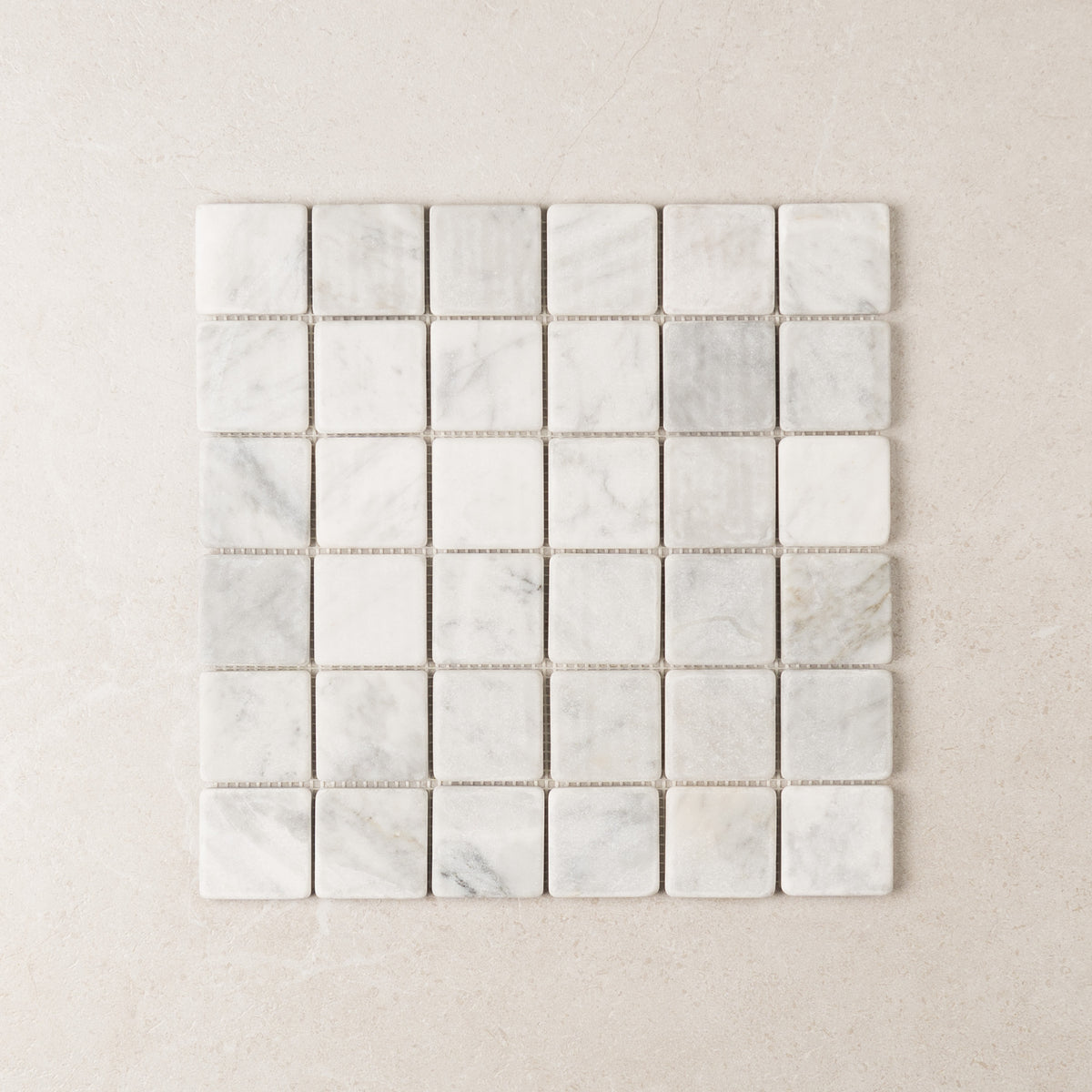 Carrara Square Marble Tile & Mosaic | Tumbled & Honed Natural Stone