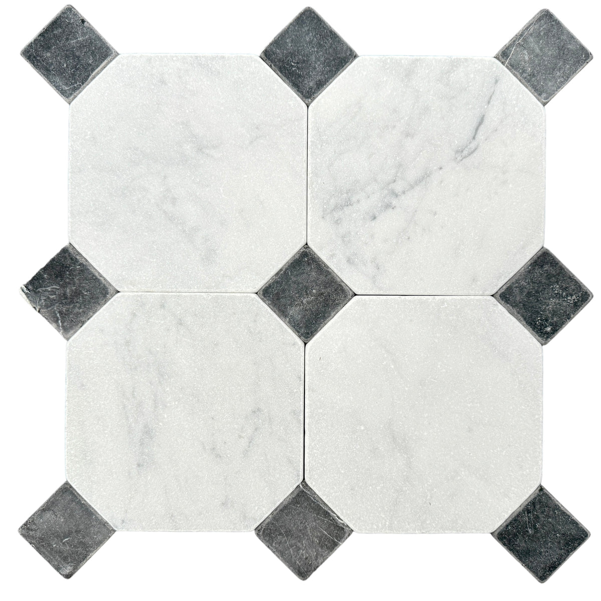 Carrara Octagon Marble Tile & Mosaic | Tumbled & Honed Natural Stone