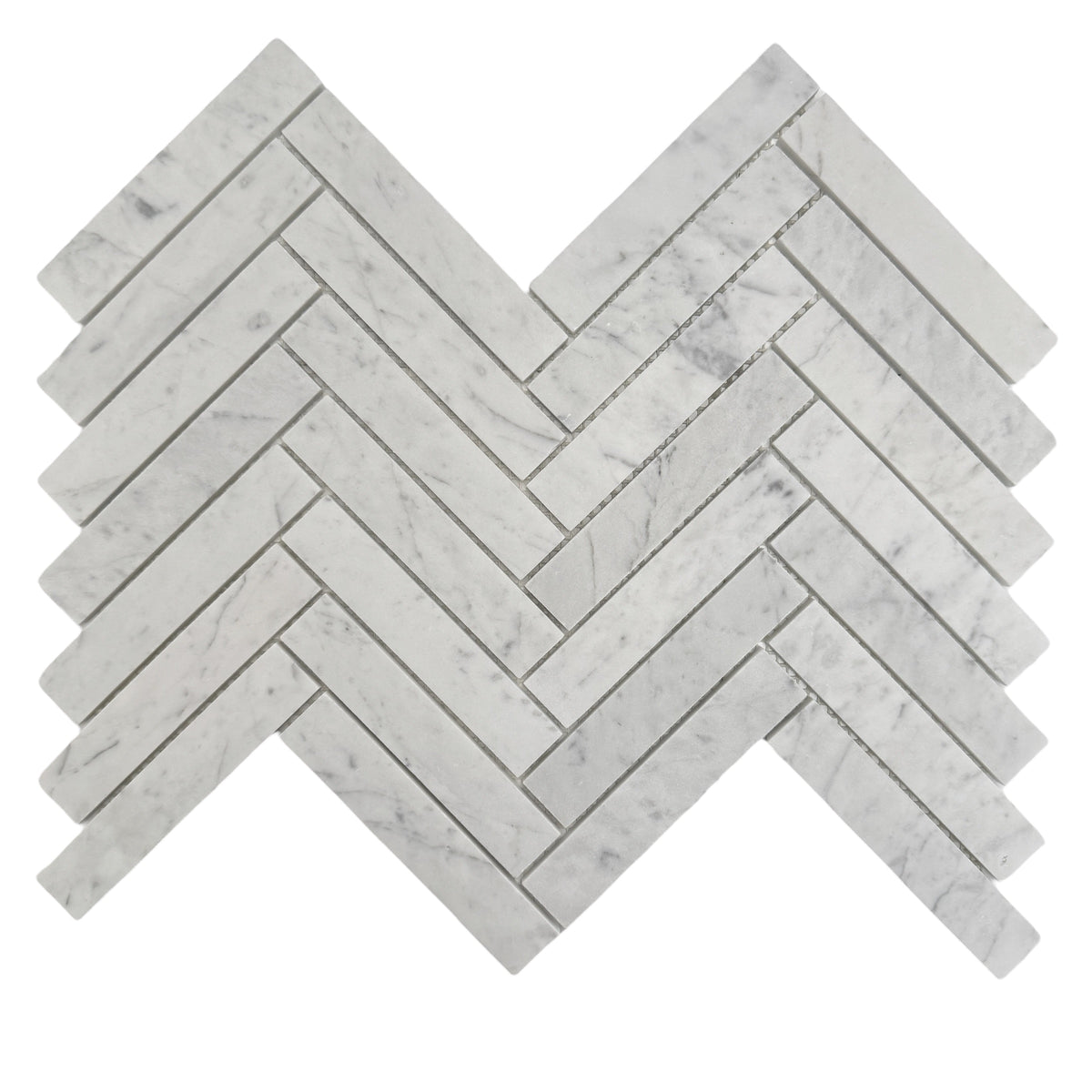 Carrara Herringbone Marble Mosaic | Tumbled & Honed Natural Stone