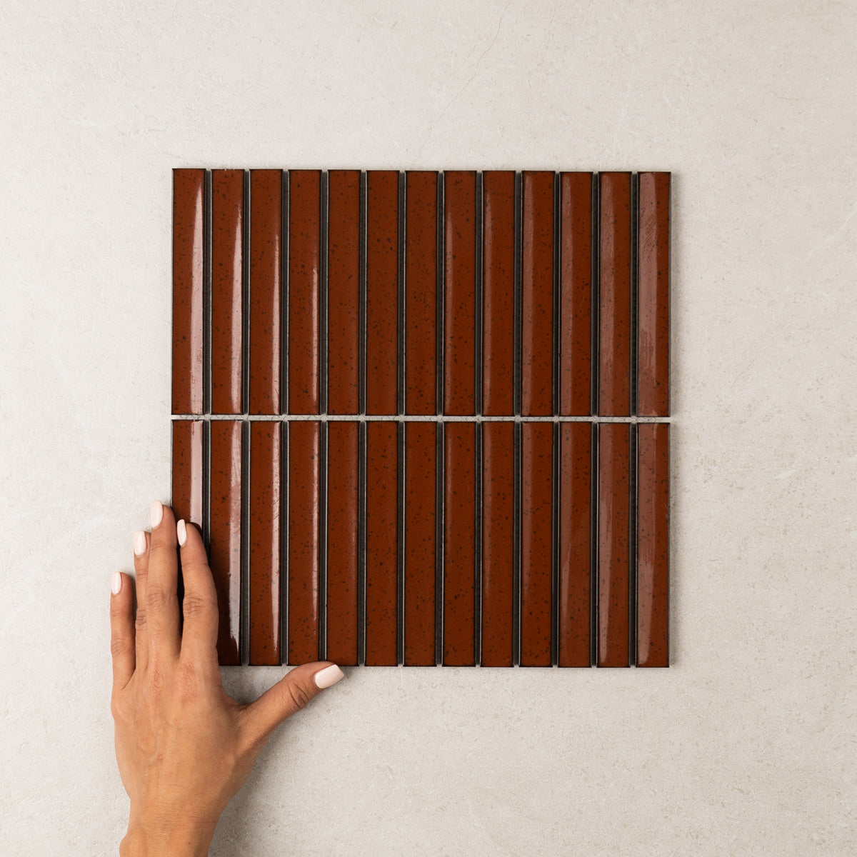 Concave Kit Kat Stack Wall Mosaic in Red, Gloss finish
