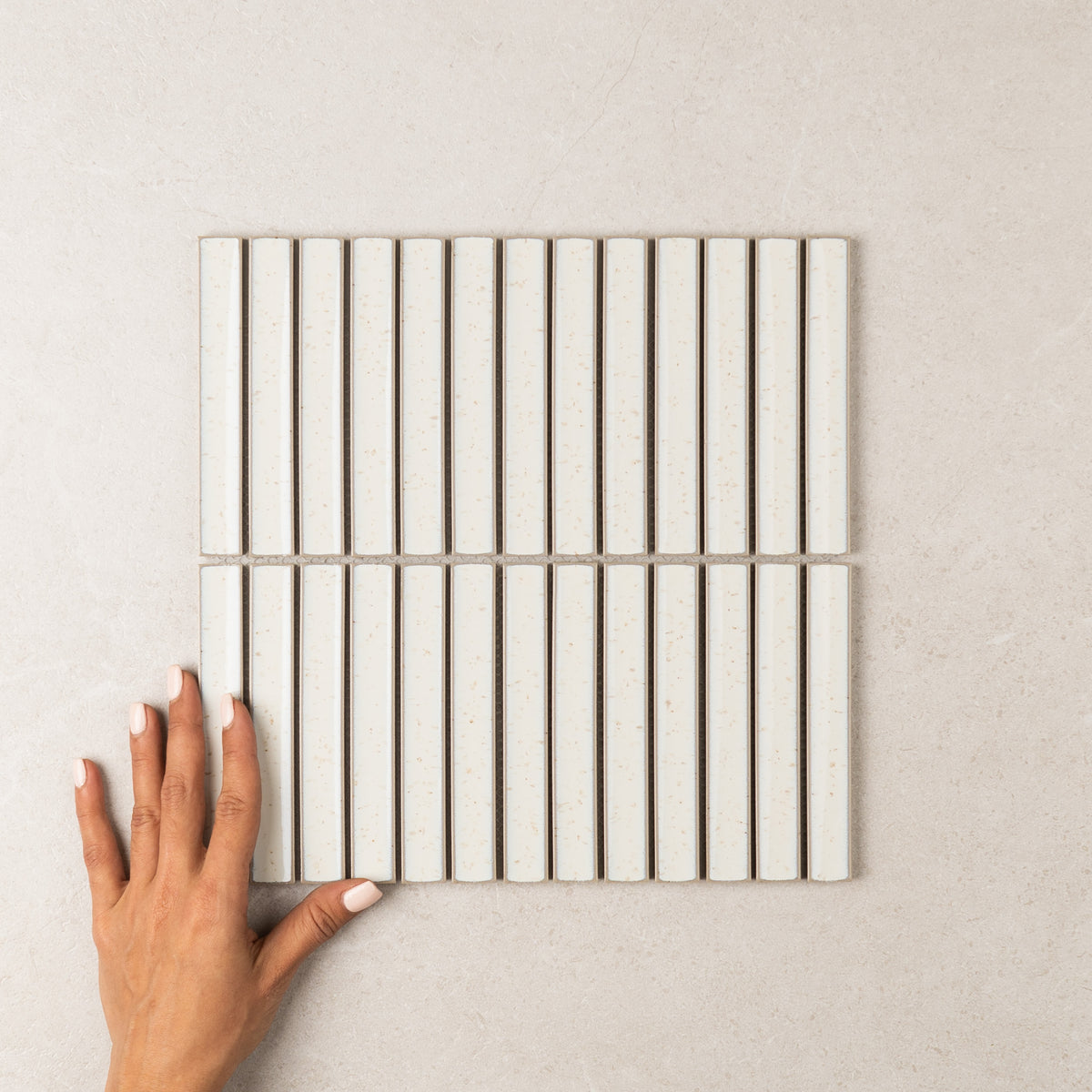 Concave Kit Kat Stack Wall Mosaic in Warm White, Gloss finish