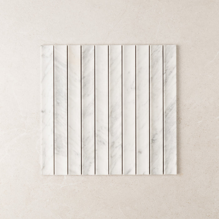 Carrara Concave Kit Kat Marble Mosaic | Honed Natural Stone