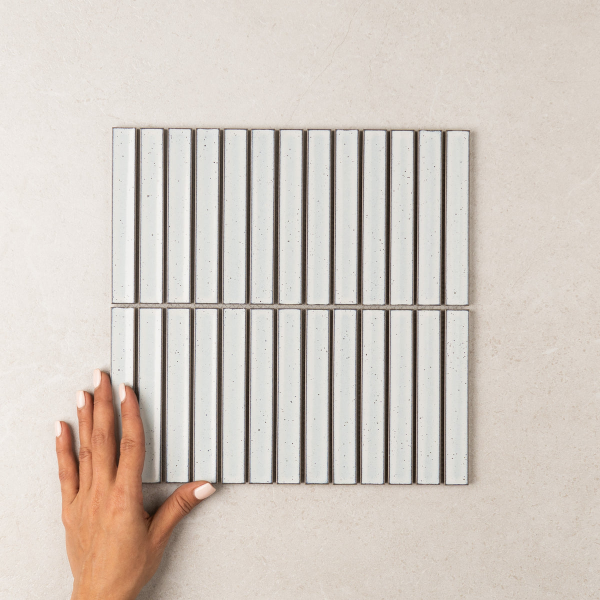 Concave Kit Kat Stack Wall Mosaic in Cool White, Gloss finish