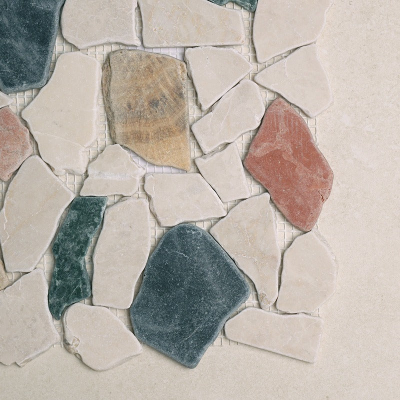 Crazy Paving 5 Multicolor Natural Stone Mosaic 305x305 mm – Tumbled finish