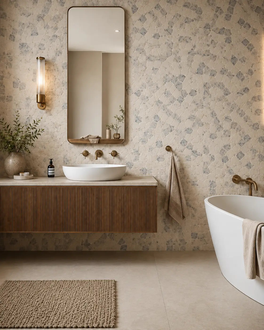 Calacatta Viola Crazy Pave Marble Mosaic | Tumbled & Honed Natural Stone