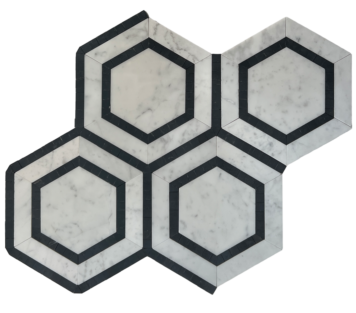 Carrara Hexagon Marble Mosaic | Tumbled & Honed Natural Stone