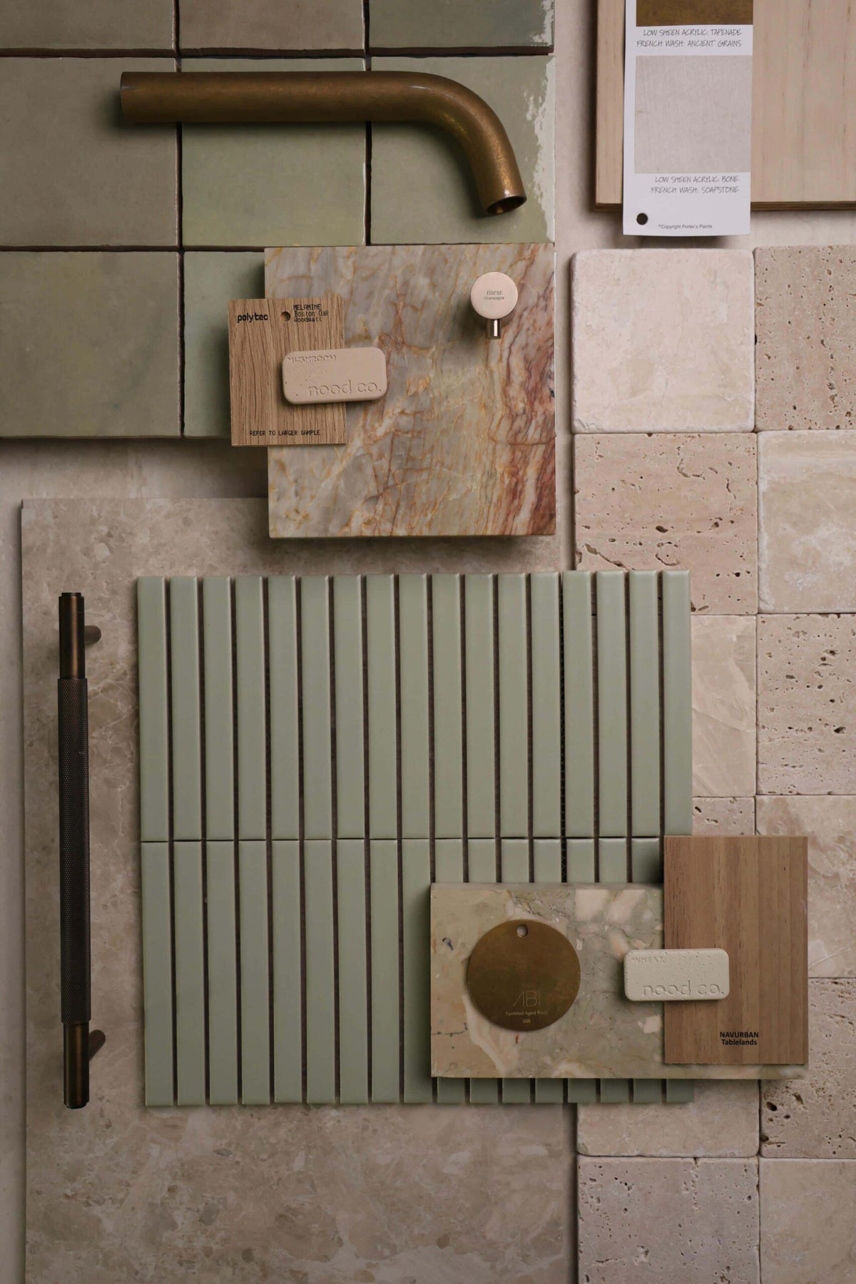 Botanica Kit Kat Series Porcelain Mosaic in Terracotta, Light Sage Green, Sage Green & White, Matt finish