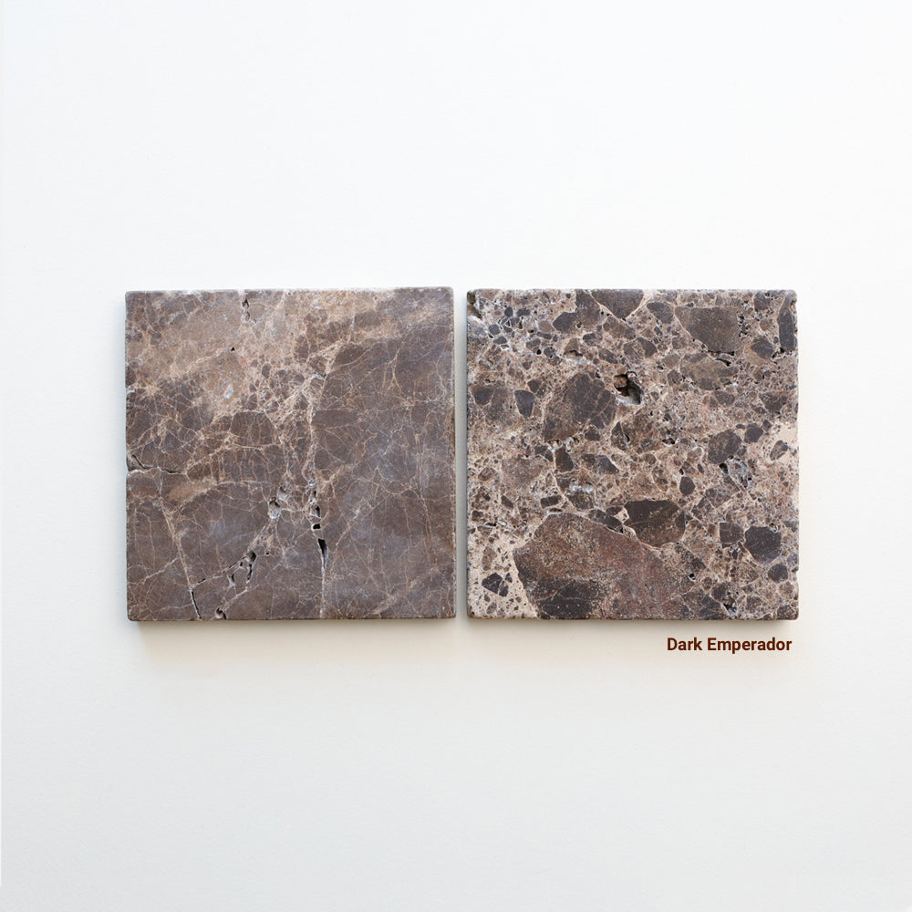 Tumbled Marble Square Natural Stone Tiles 100x100 mm in Dark Emperador