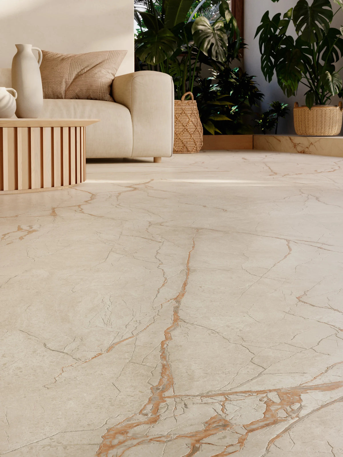Noble Stone Porcelain Tile | 3D Marble Look Tile Made in Spain in Canela Roma, 3D Natural finish