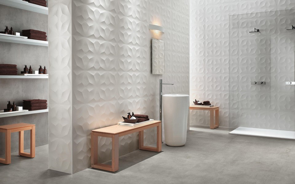 Atlas Concorde 3D Wall Design Diamond 40x80 White ceramic wall tile