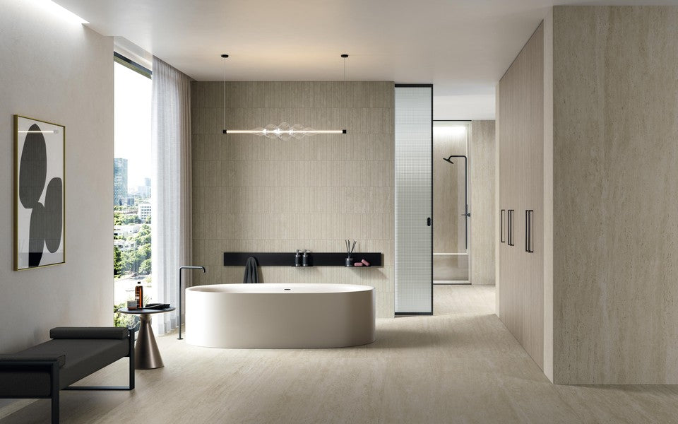 Atlas Concorde Marvel Travertine Pearl Vein Cut porcelain tile