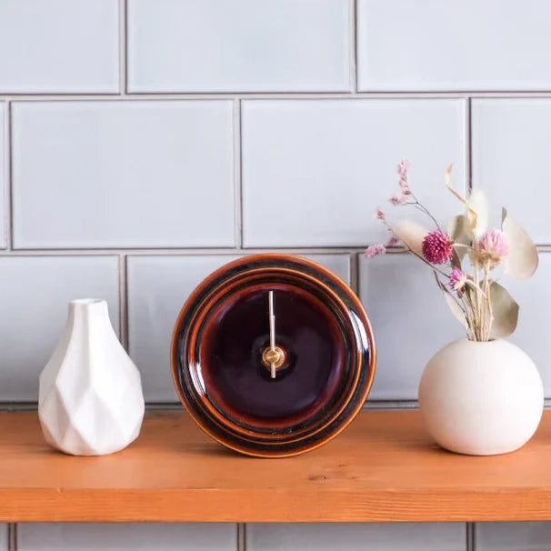 Okinawa hand-glazed Japanese ceramic clock, medium