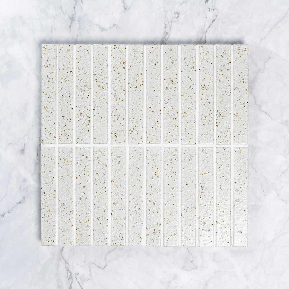 Kazoku Hatsu Border White hand-glazed Japanese mosaic tile