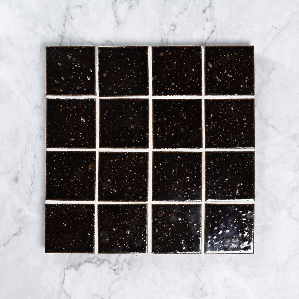 Kazoku Hatsu Square Espresso hand-glazed Japanese mosaic tile