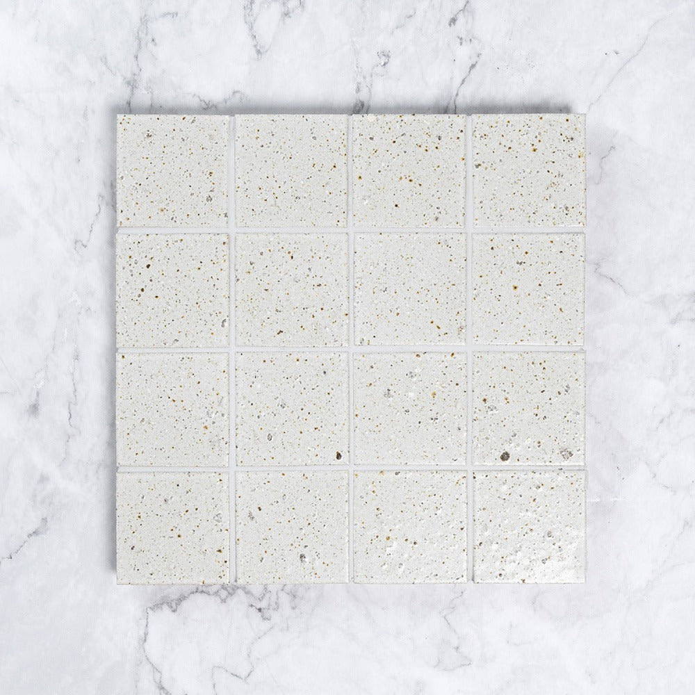 Kazoku Hatsu Square White hand-glazed Japanese mosaic tile