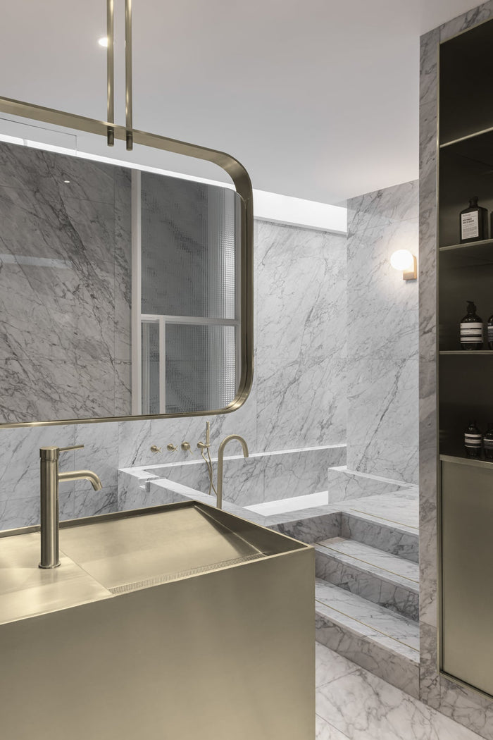 Piccola Tall Basin Mixer Tap with 130mm Spout in Tiger Bronze | Meir #Colour_Tiger Bronze