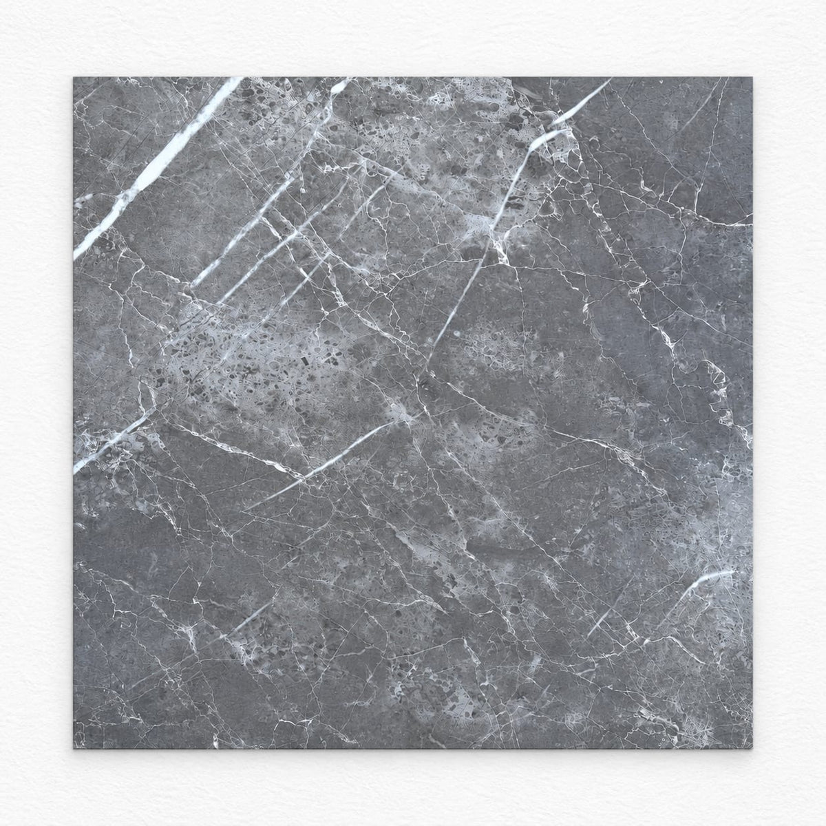 Emperador grey marble-look porcelain tile 600 x 600 mm with soft white veining