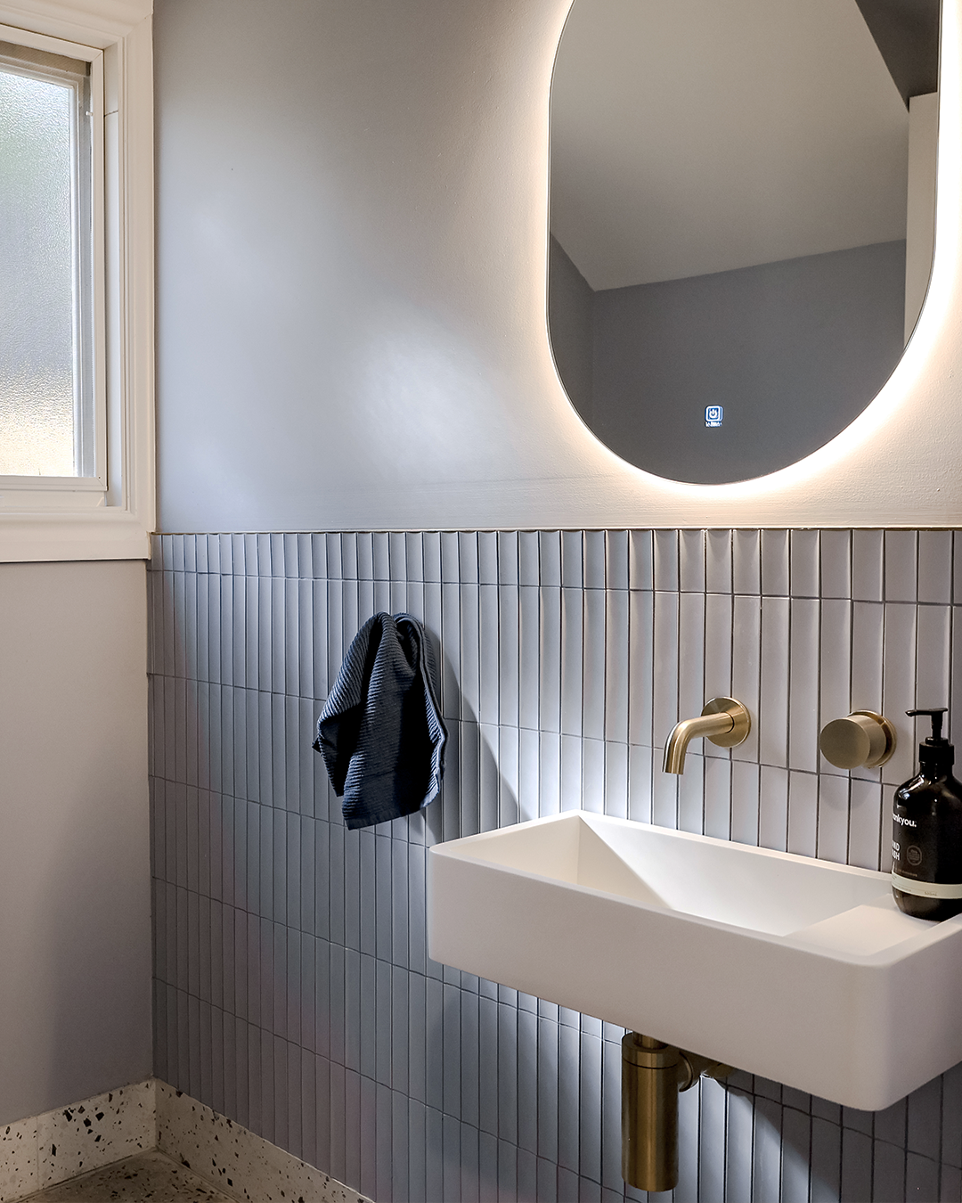 Nood Co Shelf 01 Concrete Basin, installed in a finished bathroom