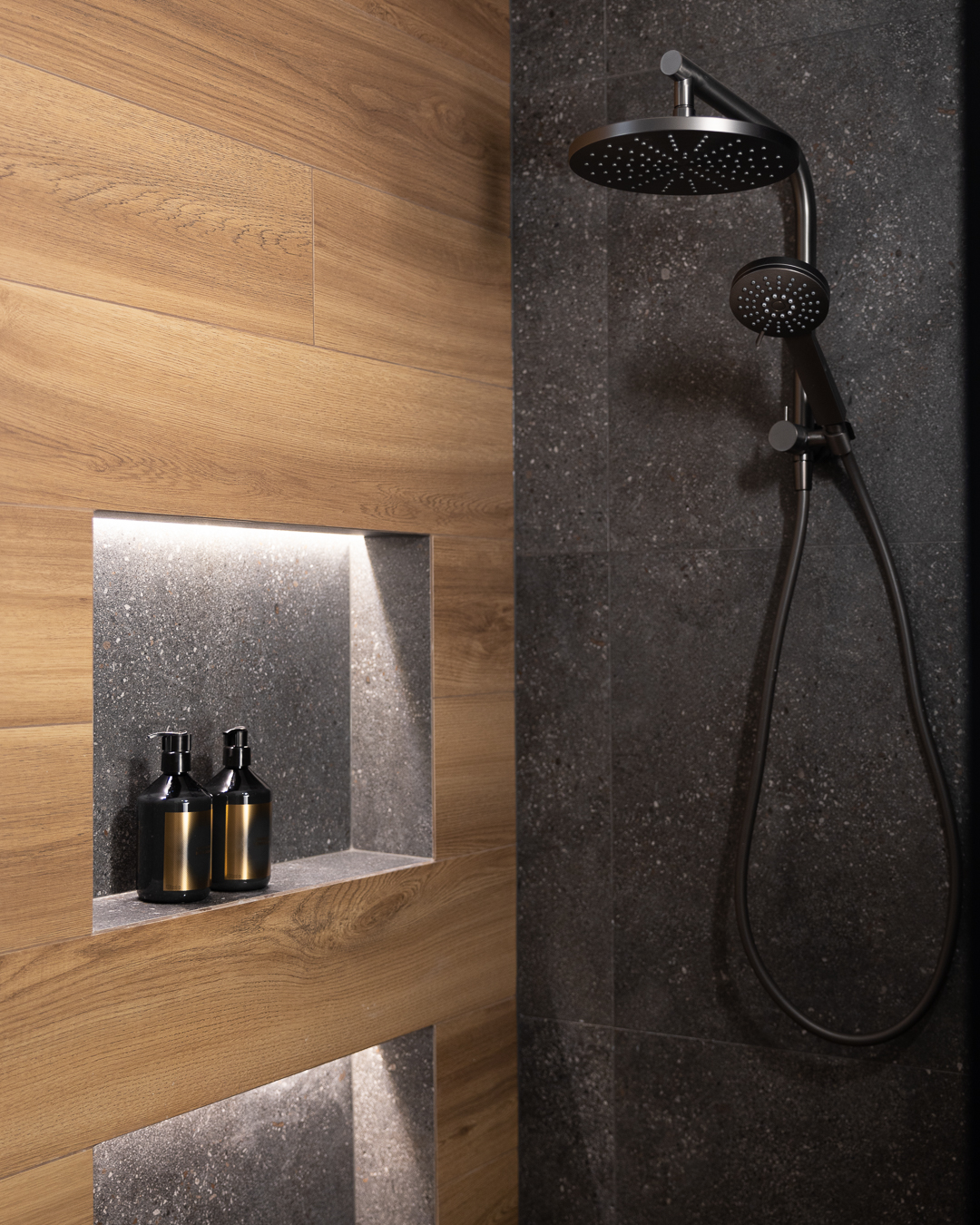 Nood Co Bowl Concrete Basin in Charcoal, installed in a finished bathroom (4)
