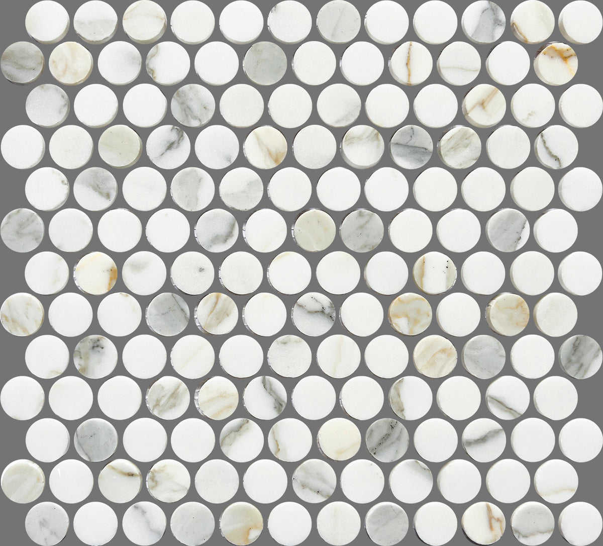 Artemis Penny Round Honed Marble Mosaic 23x23 mm