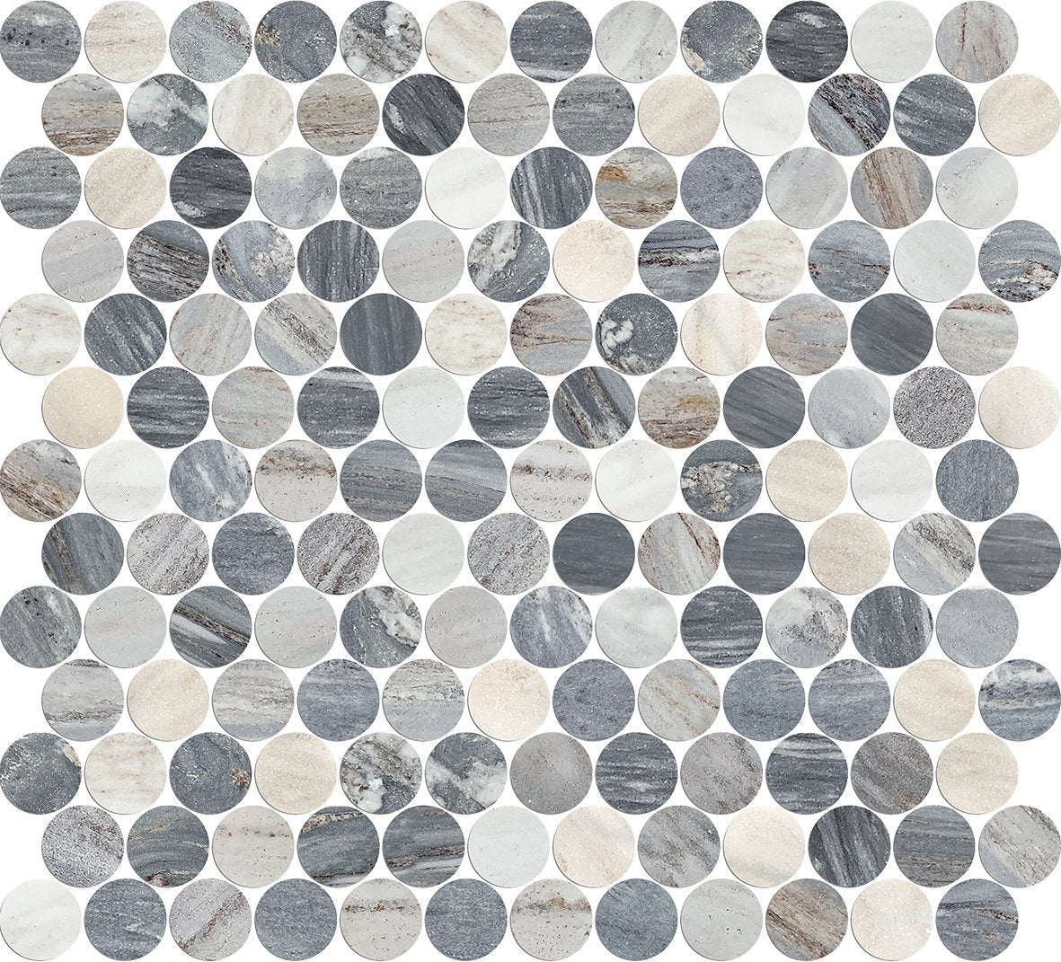 Artemis Penny Round Honed Marble Mosaic 23x23 mm