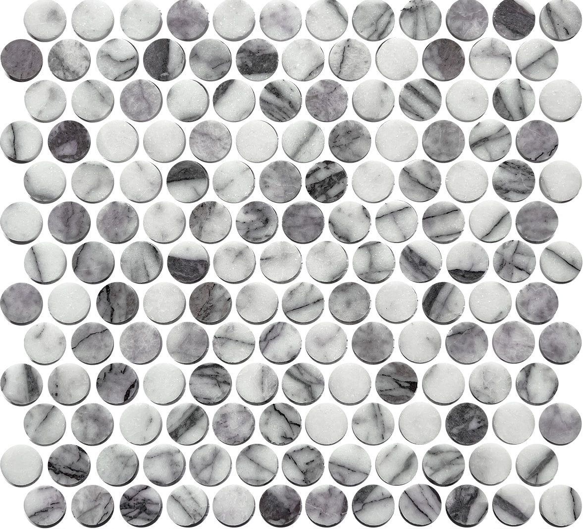 Artemis Penny Round Honed Marble Mosaic 23x23 mm